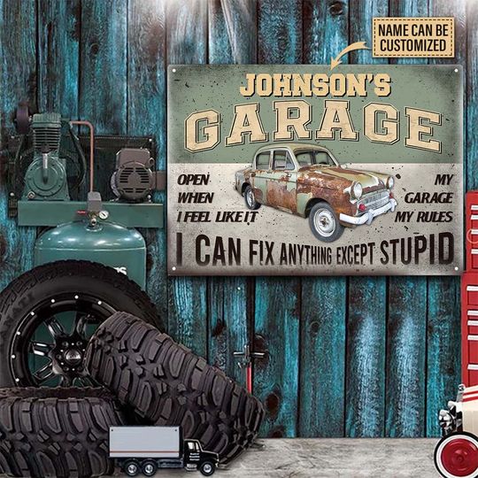 I Can Fix Anything Garage Metal Sign with Custom Car Photo