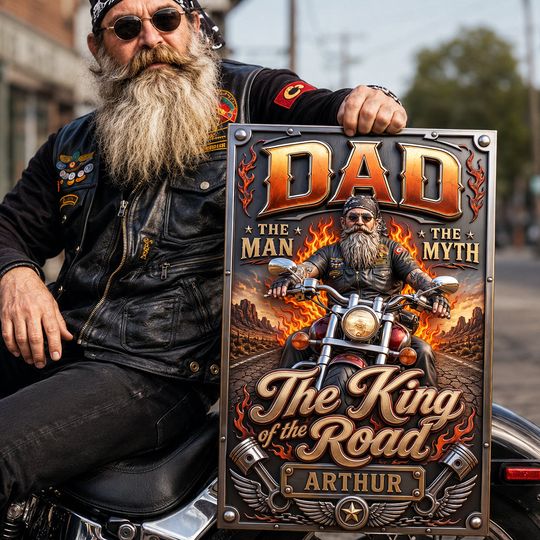 Dad Rules Metal Sign - Custom Photo Gift for Dad