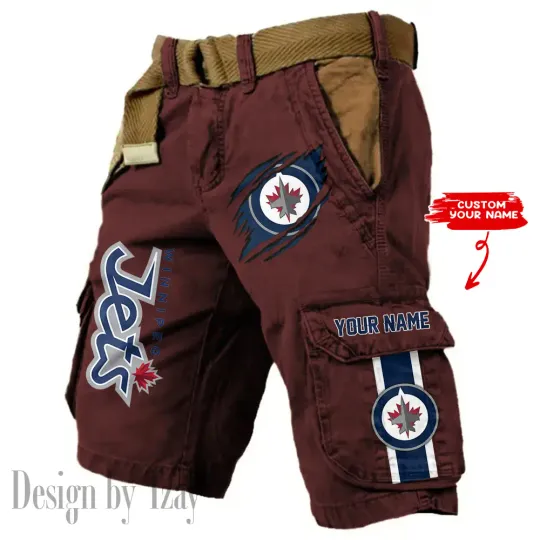 Winnipeg Jets Pocket Print Cargo Shorts (Belt Not Included)