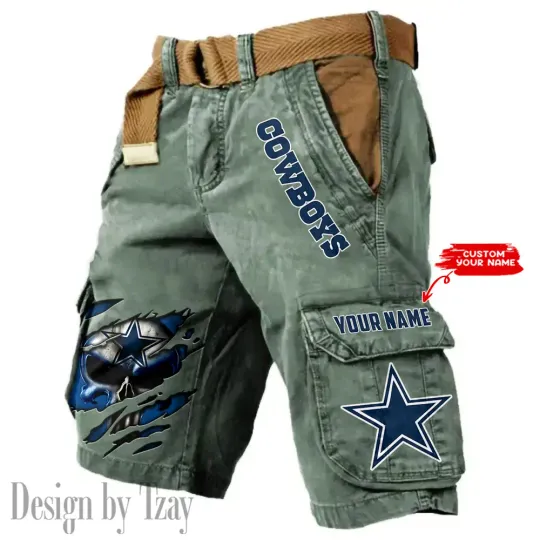 Dallas Cowboys Pocket Print Cargo Shorts (Belt Not Included)