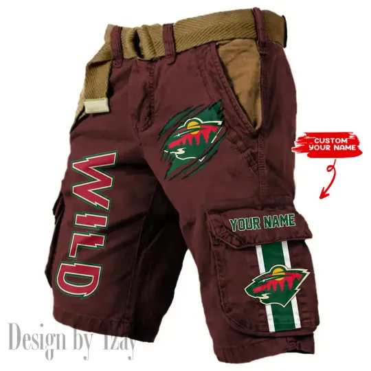 Minnesota Wild Pocket Print Cargo Shorts (Belt Not Included)