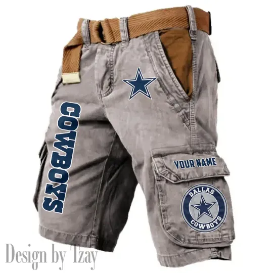 Dallas Cowboys Pocket Print Cargo Shorts (Belt Not Included)
