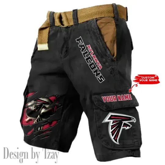 Atlanta Falcons Pocket Print Cargo Shorts (Belt Not Included)