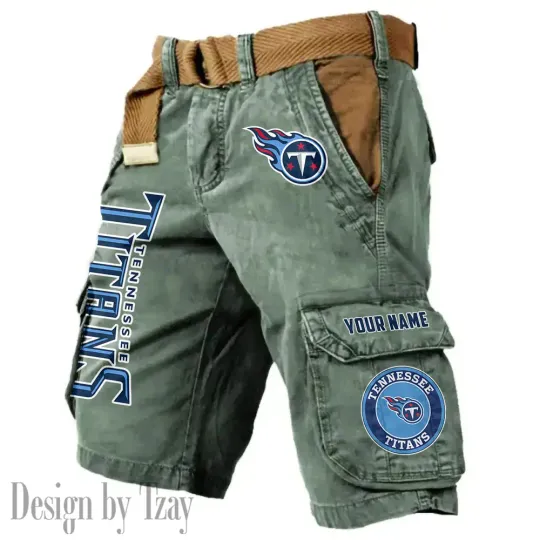 Tennessee Titans Pocket Print Cargo Shorts (Belt Not Included)