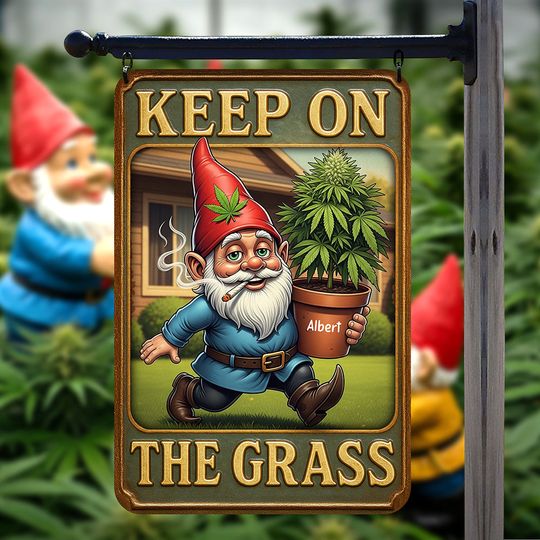 Smoking Gnome Metal Sign – Personalized Metal Sign for Weed Lovers