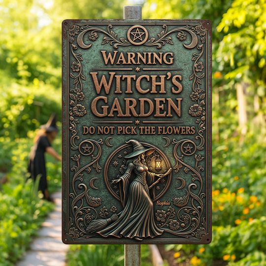 Witch's Garden Custom Metal Sign for Witch Lovers