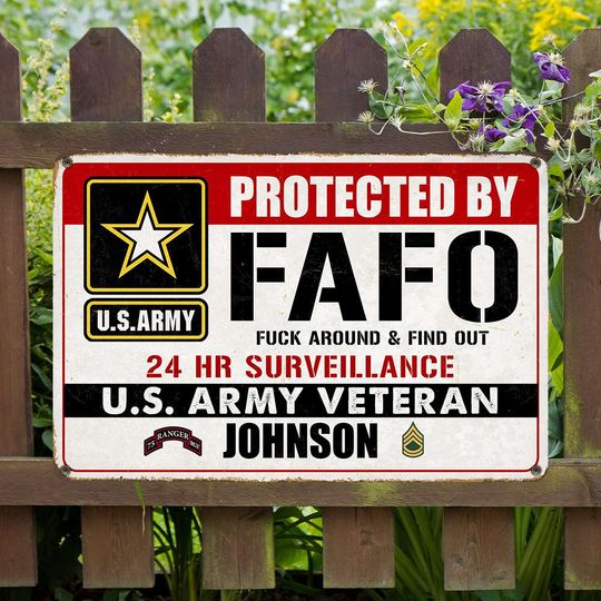 Custom Military Branch Metal Sign for Veterans and Home Security
