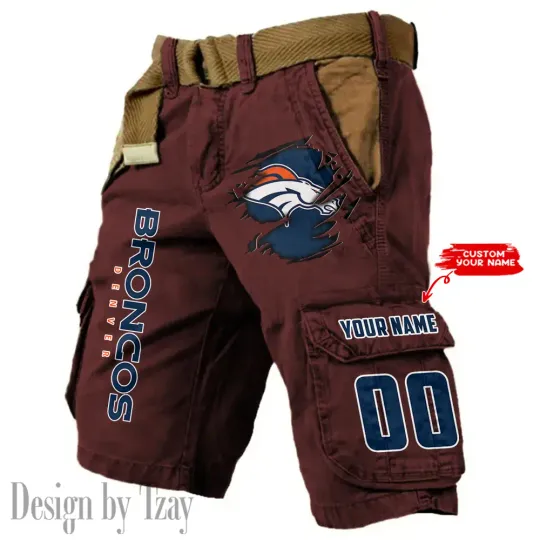 Denver Broncos Pocket Print Cargo Shorts (Belt Not Included)
