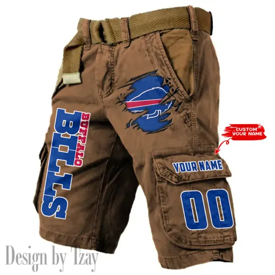 Buffalo Bills Pocket Print Cargo Shorts (Belt Not Included)