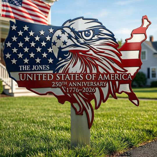 Eagle Of Proud Land Metal Sign - Personalized Lawn & Garden Plaque Stake