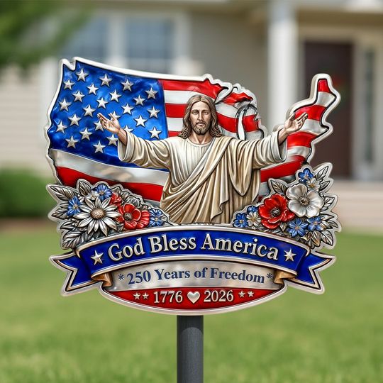 USA 250th Anniversary Metal Sign - Personalized Family Plaque Stake