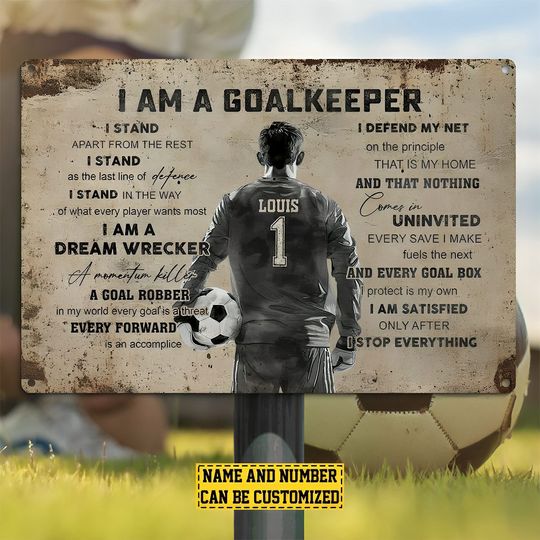 Vintage Personalized Soccer Metal Sign, Goalkeeper Sports Decor, Field Themed Wall Art for Soccer Fans