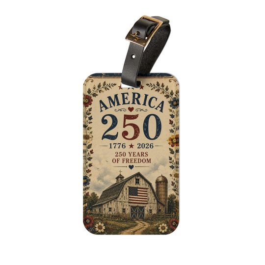 America 250 Barn Luggage Tag | 1776-2026 250 Years of Freedom