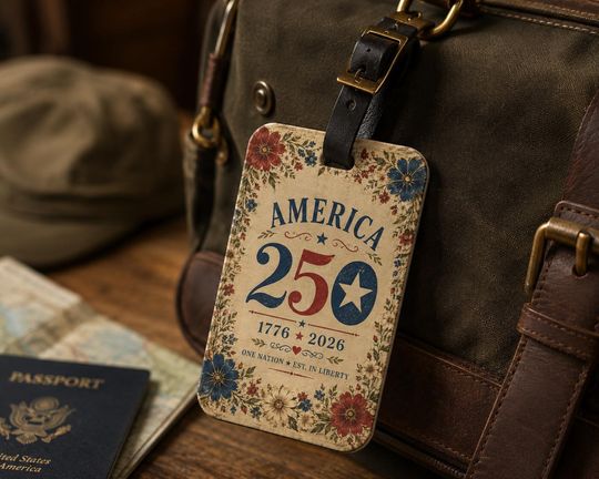 America 250 Luggage Tag | 1776-2026 Patriotic Vintage Travel Tag