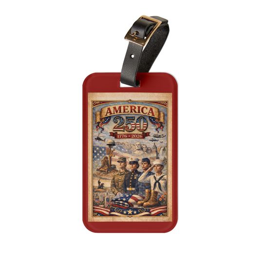 America 250th Anniversary Luggage Tag | Patriotic Revolutionary War Collage