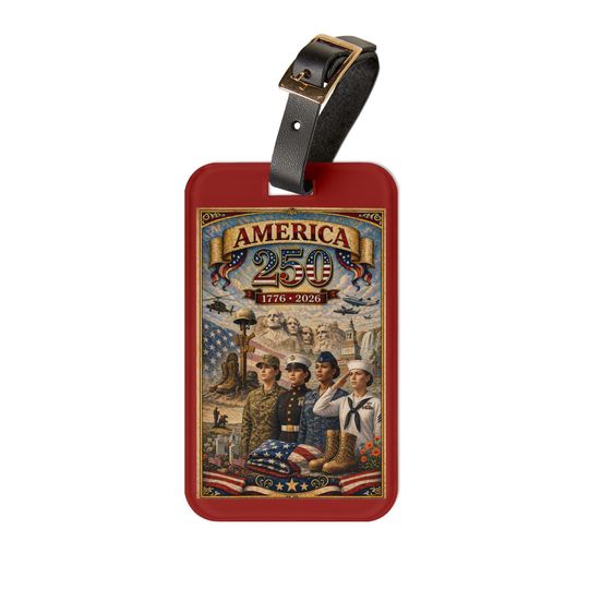 America 250 Military Female Veteran Anniversary Luggage Tag | 1776-2026 Patriotic Travel Tag
