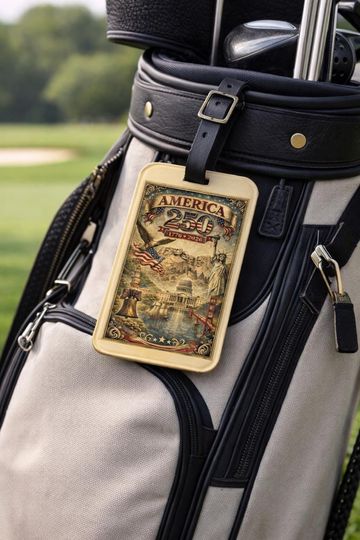 Vintage America 250 Anniversary Luggage Tag | Patriotic Travel Accessory