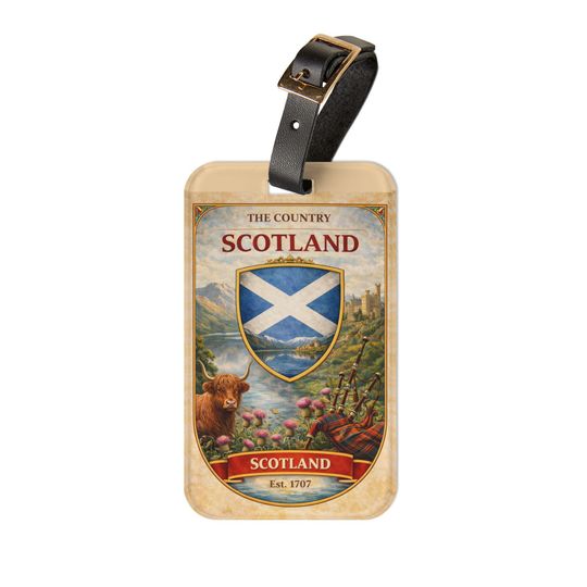 Scotland Crest Luggage Tag | Saltire Shield Travel ID