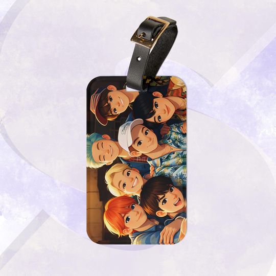 BTS Fire Era Acrylic Luggage Tag, Animated K-Pop Suitcase ID, Bangtan Boys Fan Art, Fandom Gift, Kpop Merch Travel Accessory