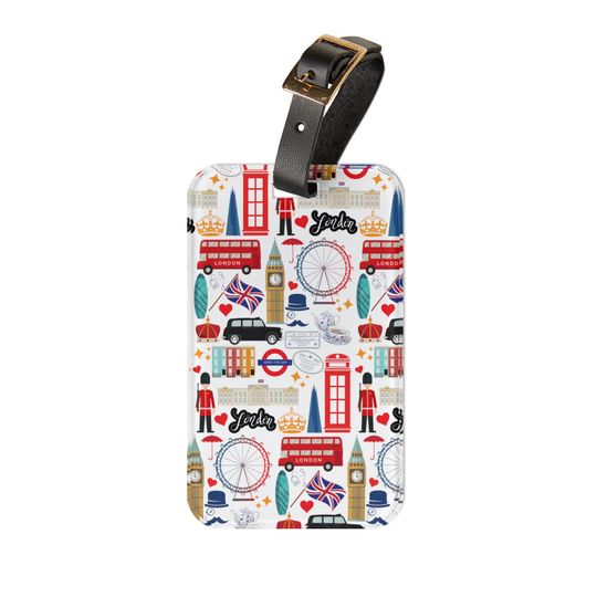 London Luggage Tag London Icons Luggage Tag London Bag Tag British Purse Info Tag Gift for Wife UK Luggage Tag