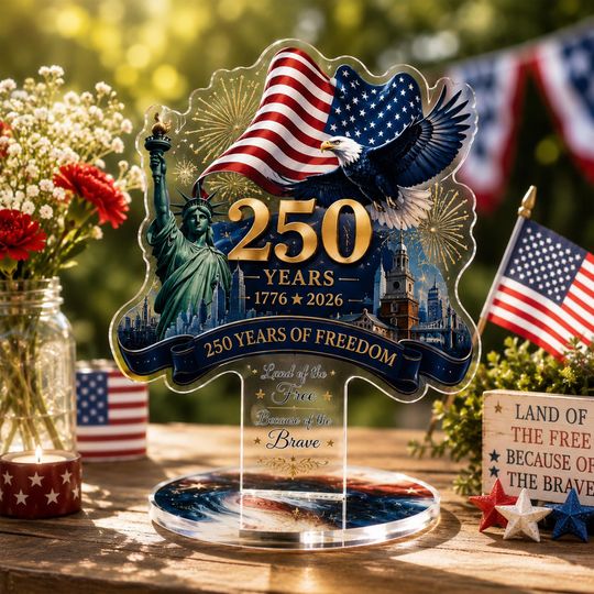 250th Anniversary of America Acrylic Plaque, USA 250 Years of Freedom Decor, Patriotic Acrylic Standee, Independence Day 2026 Gift