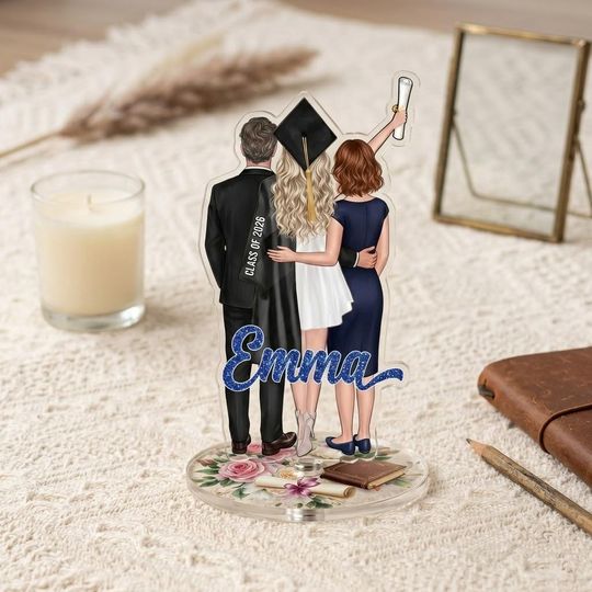 Personalized Class of 2026 Graduation Acrylic Spinning Standee, Grad Girl Name Custom, Class of 2026 Standee Gift for Her, Graduation Decor