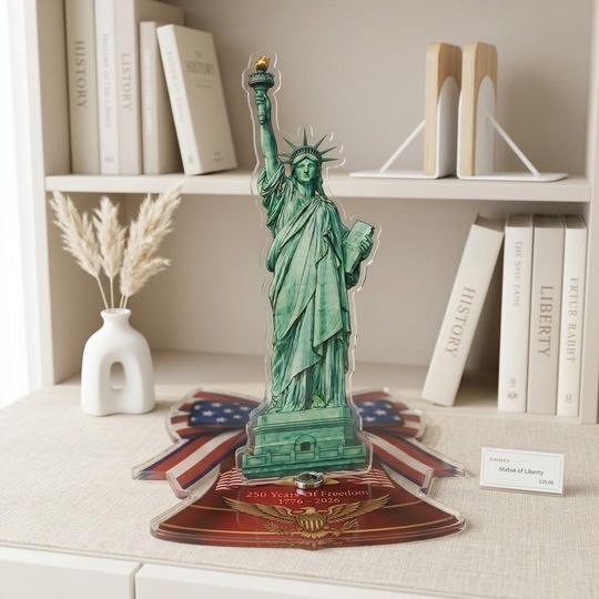 Statue of Liberty Acrylic Spinning Standee, 250 Years of Freedom Standee, NYC Souvenir Standee, USA Independence Gift