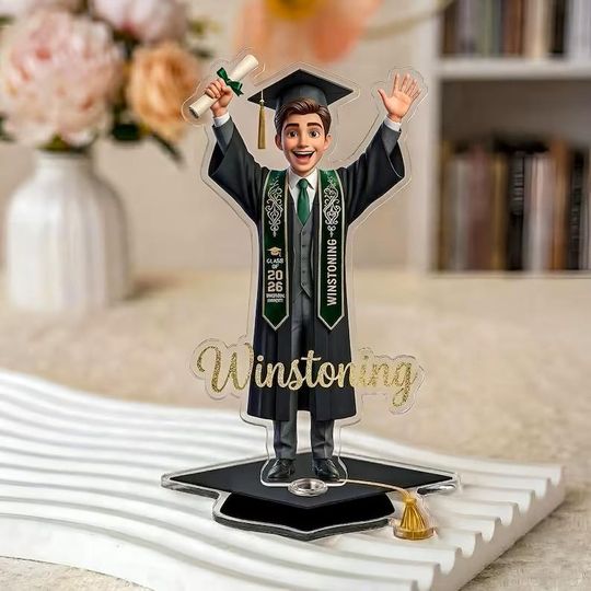 Personalized Graduation Gift, Custom Face Spinning Acrylic Standee, Class of 2026 Senior Decor, Unique Graduation Gift