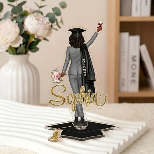 Personalized Graduation Spinning Standee, Custom Name And Costume Acrylic Graduate Gift, Class of 2026 Graduation Decor, Unique Grad Gift
