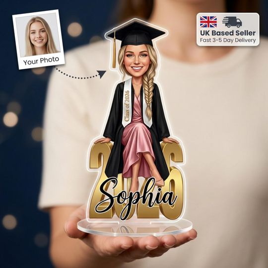 Class of 2026 Graduation Caricature Standee | Graduation gift | Personalised from Photo | Name & Year | Gift for Her