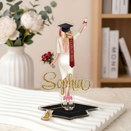 Personalized Graduation Spinning Standee Class of 2026, Custom Name And Costume Acrylic Grad Gift, Unique Graduation Desk Decor Keepsake