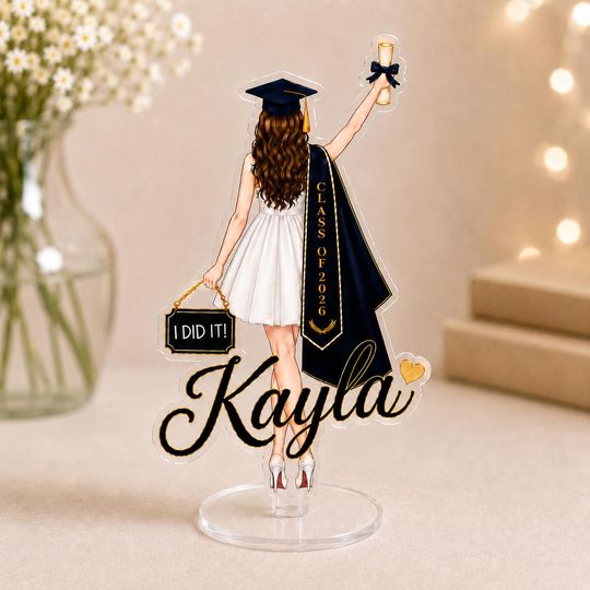 Custom Graduation Spinning Standee, Personalized Acrylic Graduate Gift, Class of 2026 Keepsake, Senior Graduation Decor