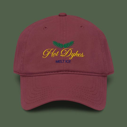 Hot Dykes Melt Ice Embroidered Garment Washed Baseball Cap: Dyke March Hat
