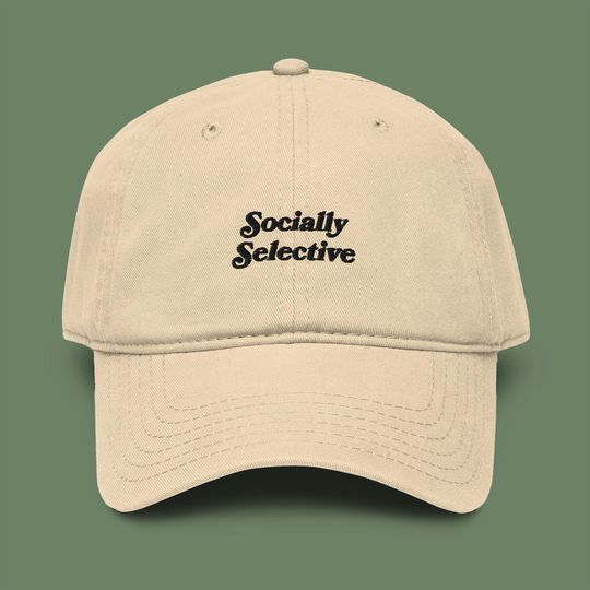 Socially Selective Embroidered Garment Washed Baseball Cap