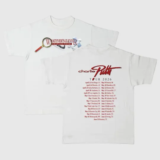Charlie Puth Whatever's Clever 2026 Tour White Double Sided T-Shirt