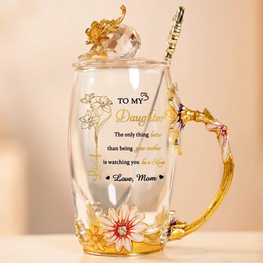 Every Step You Take Is A Mother's Pride - Family Personalized Custom Enamel Flower Tea Cup Without Lid & Spoon - Mother's Day, Gift For Mom, Daughter