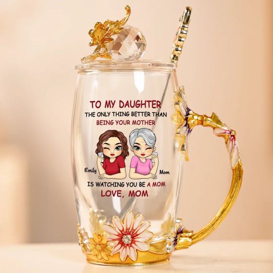 The Love Between Us Never Fades - Family Personalized Custom Enamel Flower Tea Cup Without Lid & Spoon - Mother's Day, Gift For Mom, Daughter