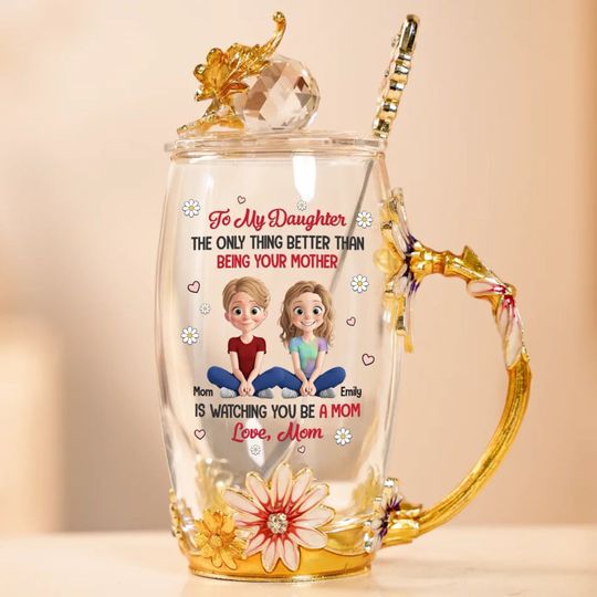 Bond That Grows Stronger - Family Personalized Custom Enamel Flower Tea Cup Without Lid & Spoon - Mother's Day, Gift For Mom, Daughter