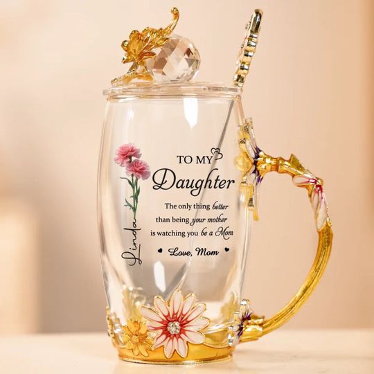 My Love Follows You Always - Family Personalized Custom Enamel Flower Tea Cup Without Lid & Spoon - Mother's Day, Gift For Mom, Daughter