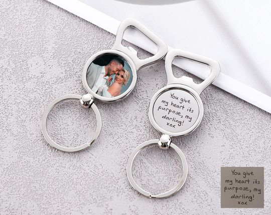 Personalized Bottle Opener, Custom Photo Bottle Opener Keychain, Handwriting Key Chain, Anniversary Gift, Weeding Gift, Fathers Day Gifts