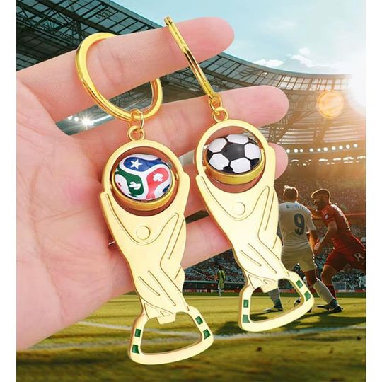 World Cup Trophy Keychain Bottle Opener, Gold Soccer Trophy Key Ring, FIFA 2026 Football Fan Gift
