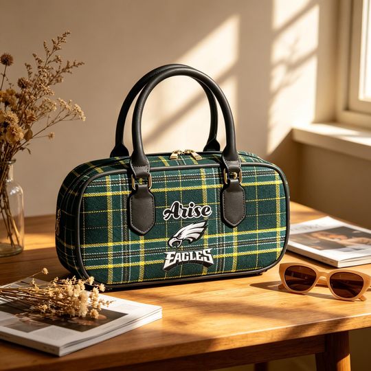Personalized Eagles Plaid Crossbody Bag, Philadelphia Football Custom Name Handbag