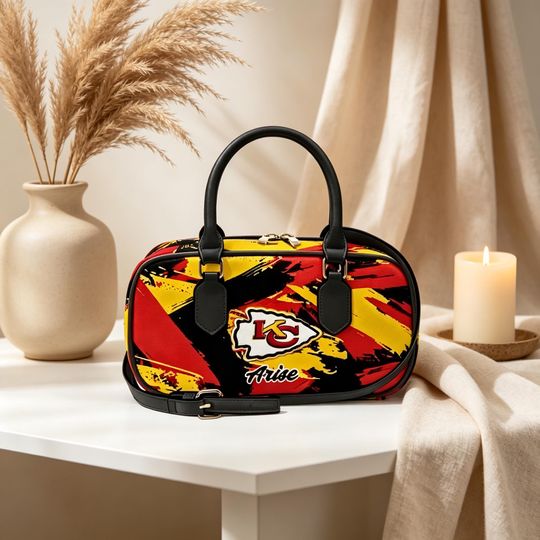 Kansas City Chiefs Crossbody Bag, Red Yellow PU Leather Handbag, Game Day Purse