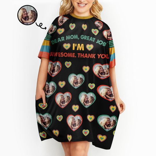          Custom Photo Dear Mom Great Job We're Awesome Thank You - Birthday, Loving Gift For Mum, Mother, Grandma - Personalized Women's Sleep Tee       