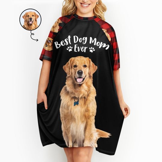          Custom Photo Best Mom Ever - Gift For Pet Lovers - Personalized Women's Sleep Tee       