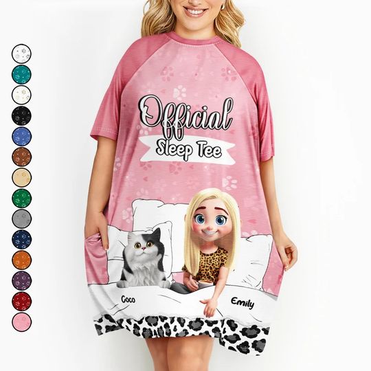          Cat Mom Official Sleep Tee - Personalized Women's Sleep Tee       