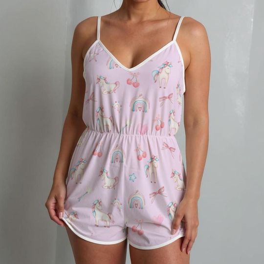 Unicorn Rainbow ABDL Romper: Adult Baby Cami Overall, Diaper Friendly
