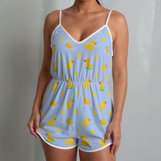 Duck Design Adult Baby Cami Romper: ABDL Diaper Lover Overall