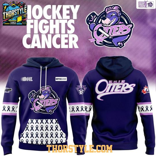 Erie Otters x Hockey Fights Cancer 2026 Night Hoodie