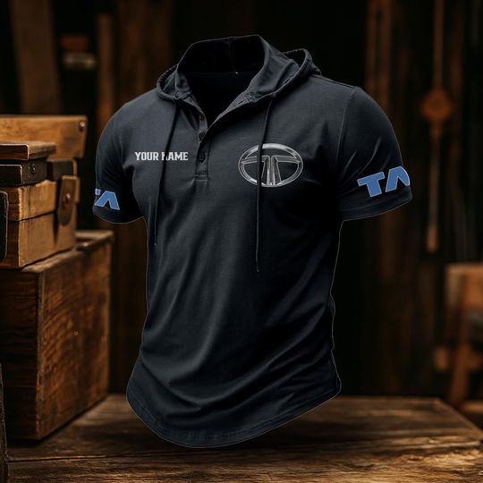 Tata Truck Classic Men's Sports Fitness Hooded Short Sleeved